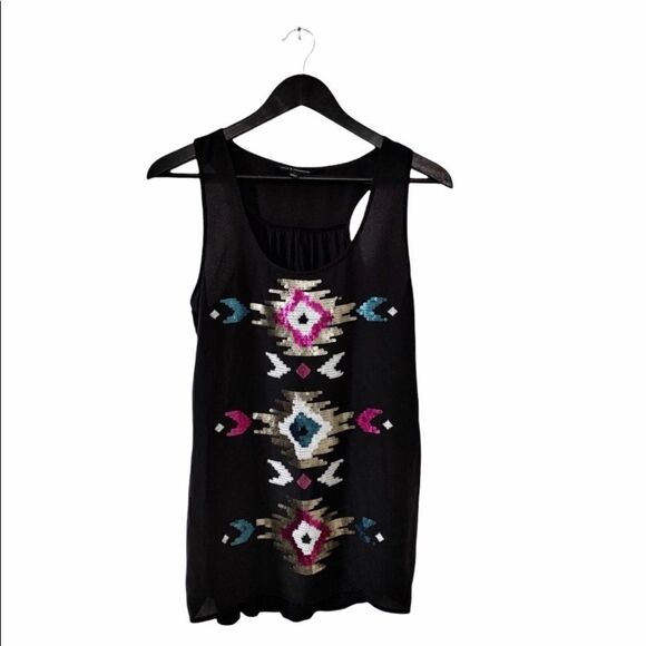 Rock & Republic Black Sequin Semi Sheer Tank Top S - Picture 1 of 6